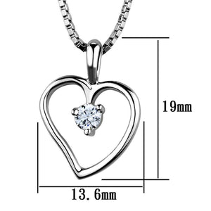 3W797 - Rhodium Brass Chain Pendant with AAA Grade CZ  in Clear