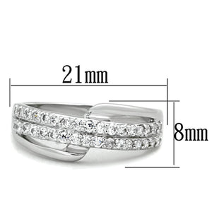 3W798 - Rhodium Brass Ring with AAA Grade CZ  in Clear