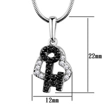 Load image into Gallery viewer, 3W799 - Rhodium + Ruthenium Brass Chain Pendant with AAA Grade CZ  in Black Diamond