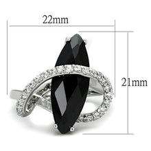 Load image into Gallery viewer, 3W800 - Rhodium Brass Ring with AAA Grade CZ  in Jet