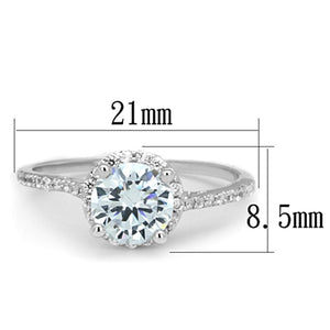 3W801 - Rhodium Brass Ring with AAA Grade CZ  in Clear