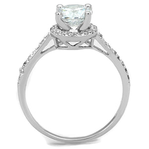 3W801 - Rhodium Brass Ring with AAA Grade CZ  in Clear