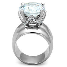 Load image into Gallery viewer, 3W802 - Rhodium Brass Ring with AAA Grade CZ  in Clear