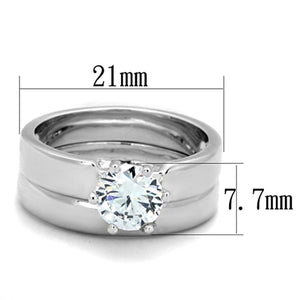 3W805 - Rhodium Brass Ring with AAA Grade CZ  in Clear
