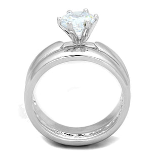 3W805 - Rhodium Brass Ring with AAA Grade CZ  in Clear