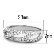 Load image into Gallery viewer, 3W809 - Rhodium Brass Ring with AAA Grade CZ  in Clear