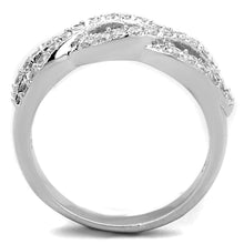 Load image into Gallery viewer, 3W809 - Rhodium Brass Ring with AAA Grade CZ  in Clear