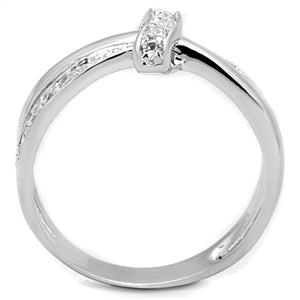3W819 - Rhodium Brass Ring with AAA Grade CZ  in Clear