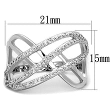 Load image into Gallery viewer, 3W823 - Rhodium Brass Ring with AAA Grade CZ  in Clear