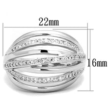 Load image into Gallery viewer, 3W828 - Rhodium Brass Ring with AAA Grade CZ  in Clear