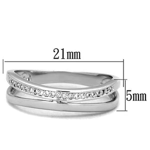 3W829 - Rhodium Brass Ring with AAA Grade CZ  in Clear