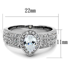 Load image into Gallery viewer, 3W831 - Rhodium Brass Ring with AAA Grade CZ  in Clear