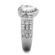 Load image into Gallery viewer, 3W831 - Rhodium Brass Ring with AAA Grade CZ  in Clear