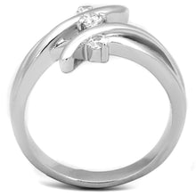 Load image into Gallery viewer, 3W833 - Rhodium Brass Ring with AAA Grade CZ  in Clear