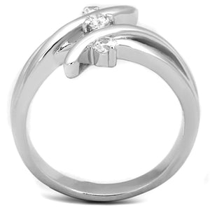3W833 - Rhodium Brass Ring with AAA Grade CZ  in Clear