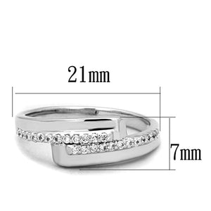 3W835 - Rhodium Brass Ring with AAA Grade CZ  in Clear