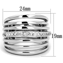 Load image into Gallery viewer, 3W837 - Rhodium Brass Ring with AAA Grade CZ  in Clear