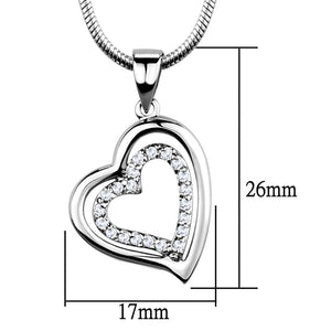 3W841 - Rhodium Brass Chain Pendant with AAA Grade CZ  in Clear