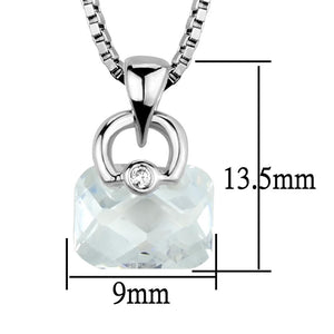 3W844 - Rhodium Brass Chain Pendant with AAA Grade CZ  in Clear