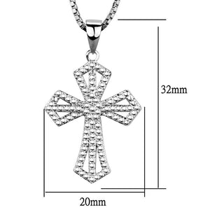 3W850 - Rhodium Brass Chain Pendant with AAA Grade CZ  in Clear