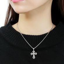 Load image into Gallery viewer, 3W850 - Rhodium Brass Chain Pendant with AAA Grade CZ  in Clear