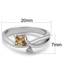 Load image into Gallery viewer, 3W852 - Rhodium Brass Ring with AAA Grade CZ  in Champagne
