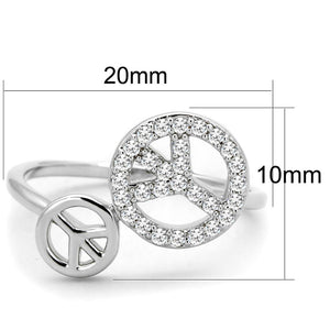 3W853 - Rhodium Brass Ring with AAA Grade CZ  in Clear