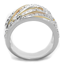 Load image into Gallery viewer, 3W857 - Rose Gold + Rhodium Brass Ring with AAA Grade CZ  in Clear