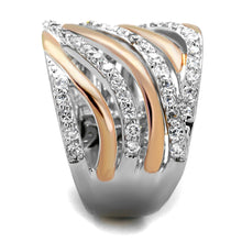 Load image into Gallery viewer, 3W857 - Rose Gold + Rhodium Brass Ring with AAA Grade CZ  in Clear