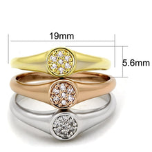 Load image into Gallery viewer, 3W862 - Rhodium + Gold + Rose Gold Brass Ring with AAA Grade CZ  in Clear