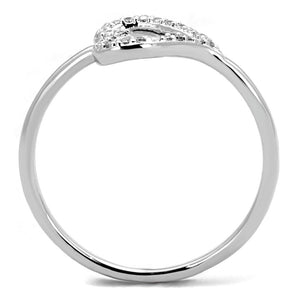 3W866 - Rhodium Brass Ring with AAA Grade CZ  in Clear
