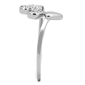 3W867 - Rhodium Brass Ring with AAA Grade CZ  in Clear