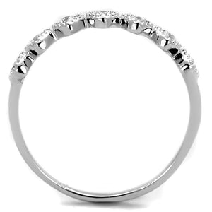 3W868 - Rhodium Brass Ring with AAA Grade CZ  in Clear