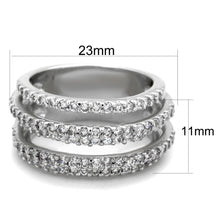Load image into Gallery viewer, 3W871 - Rhodium Brass Ring with AAA Grade CZ  in Clear