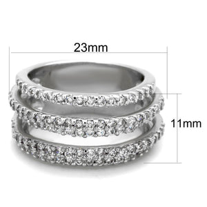3W871 - Rhodium Brass Ring with AAA Grade CZ  in Clear