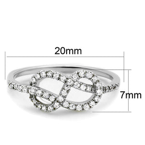 3W876 - Rhodium Brass Ring with AAA Grade CZ  in Clear