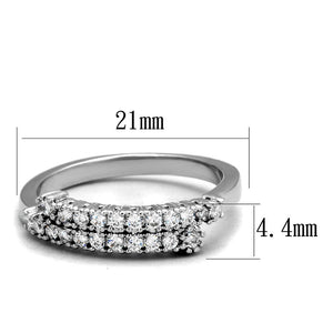 3W879 - Rhodium Brass Ring with AAA Grade CZ  in Clear