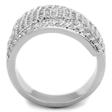 Load image into Gallery viewer, 3W883 - Rhodium Brass Ring with AAA Grade CZ  in Clear