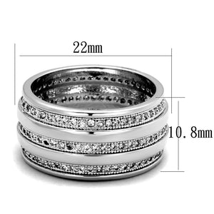 3W884 - Rhodium Brass Ring with AAA Grade CZ  in Clear