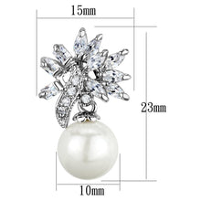 Load image into Gallery viewer, 3W888 - Rhodium Brass Earrings with Synthetic Pearl in White