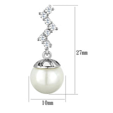 Load image into Gallery viewer, 3W894 - Rhodium Brass Earrings with Synthetic Pearl in White
