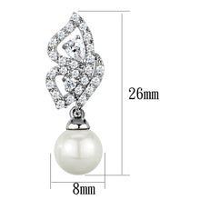 Load image into Gallery viewer, 3W902 - Rhodium Brass Earrings with Synthetic Pearl in White