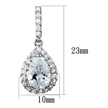 Load image into Gallery viewer, 3W903 - Rhodium Brass Earrings with AAA Grade CZ  in Clear