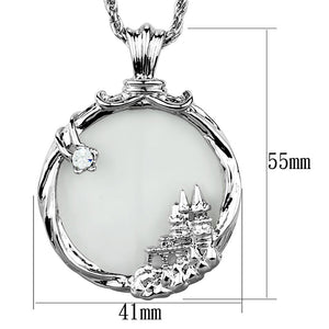 3W907 - Rhodium Brass Magnifier pendant with Top Grade Crystal  in Clear
