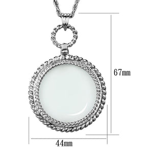 3W909 - Rhodium Brass Magnifier pendant with Synthetic Synthetic Glass in Clear