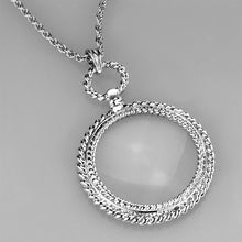 Load image into Gallery viewer, 3W909 - Rhodium Brass Magnifier pendant with Synthetic Synthetic Glass in Clear