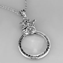 Load image into Gallery viewer, 3W913 - Rhodium Brass Magnifier pendant with Synthetic Synthetic Glass in Clear