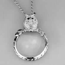 Load image into Gallery viewer, 3W917 - Rhodium Brass Magnifier pendant with Top Grade Crystal  in Clear