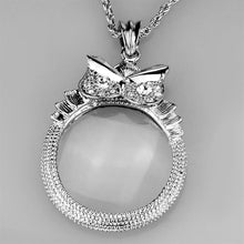 Load image into Gallery viewer, 3W921 - Rhodium Brass Magnifier pendant with Top Grade Crystal  in Clear