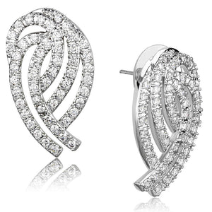 3W923 - Rhodium Brass Jewelry Sets with AAA Grade CZ  in Clear